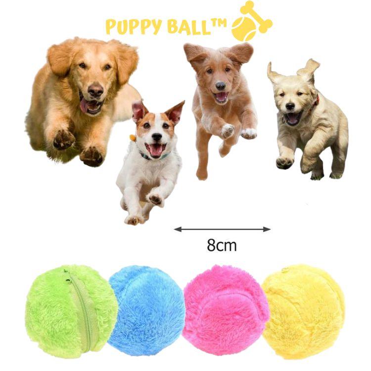 1 Puppy Ball™ Bolinha de Rolagem Automática + 4 Brindes (Capas de Pelúcia) - Ideia Shopping