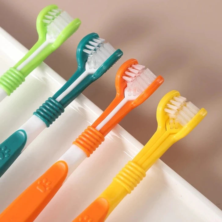 Escova de Dente para Pet Cabeça Tripla  - Compre 1 Leve 4