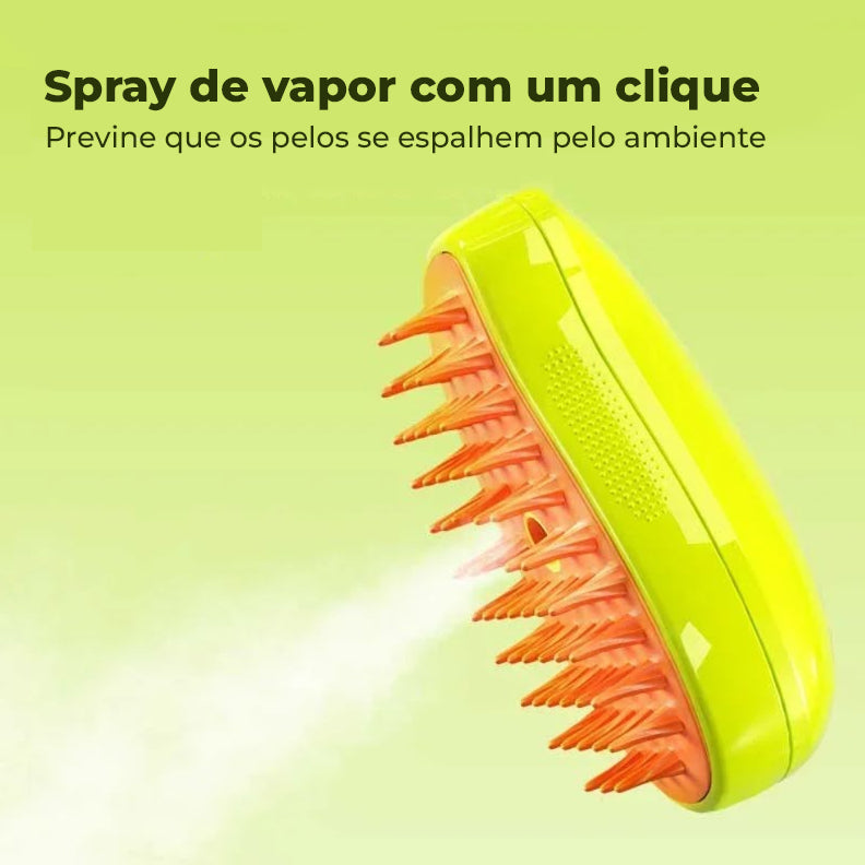 Escova a Vapor Recarregável 3 em 1 para Cães e Gatos - SteamyPet®