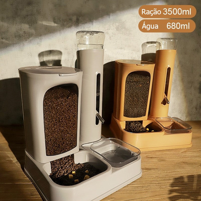 Comedouro e Dispensador de Água Anti-molhamento Fogui com Dispenser
