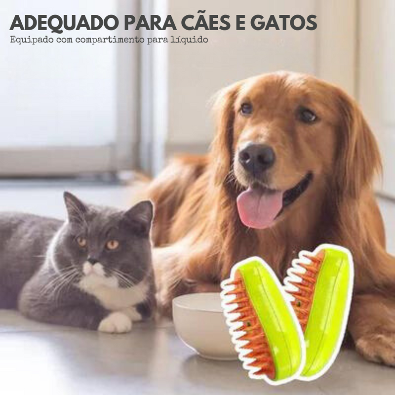 Escova a Vapor Recarregável 3 em 1 para Cães e Gatos - SteamyPet®