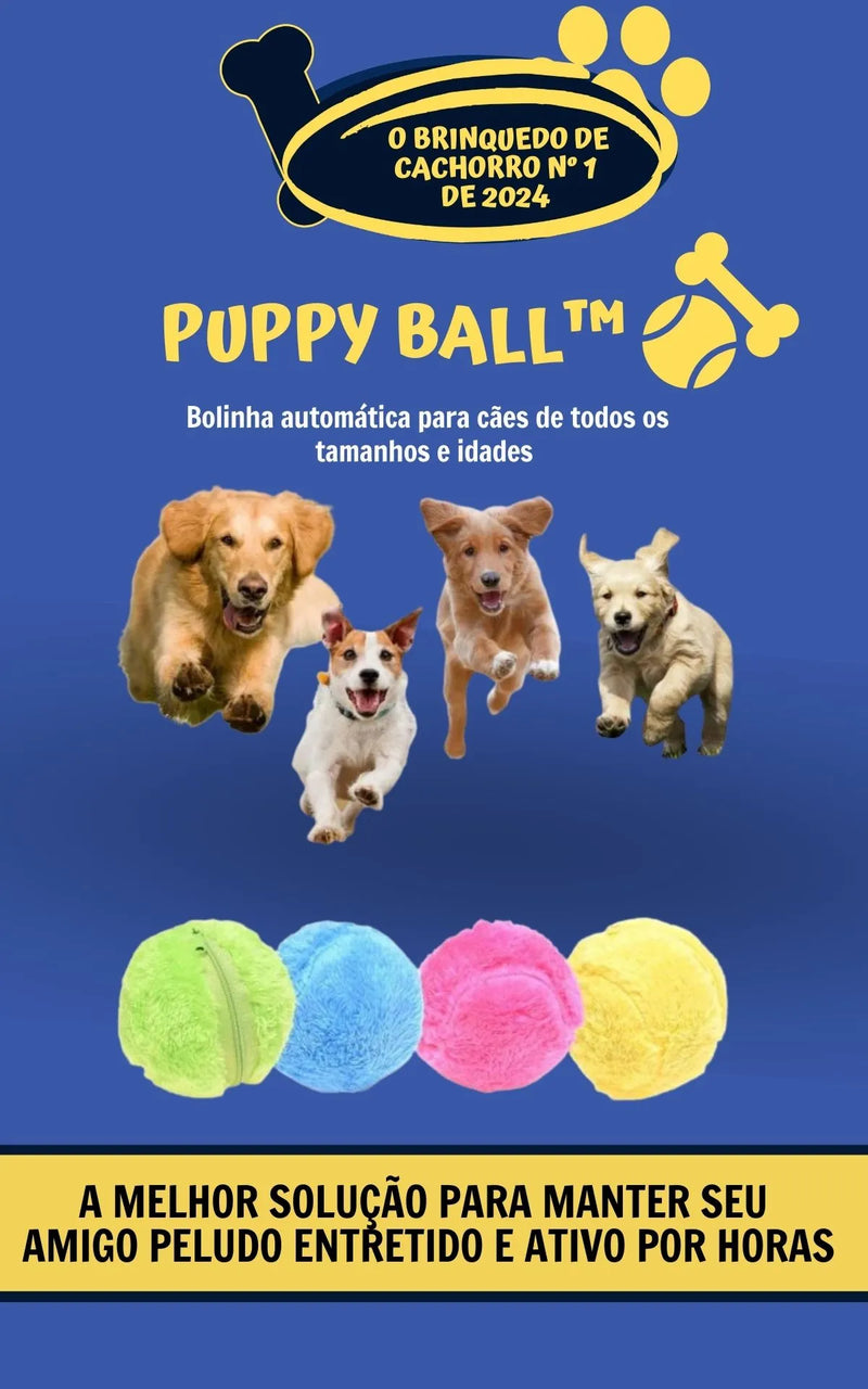 1 Puppy Ball™ Bolinha de Rolagem Automática + 4 Brindes (Capas de Pelúcia)