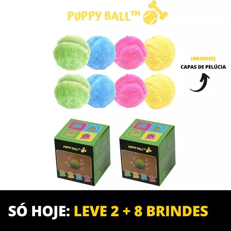 1 Puppy Ball™ Bolinha de Rolagem Automática + 4 Brindes (Capas de Pelúcia) - Ideia Shopping