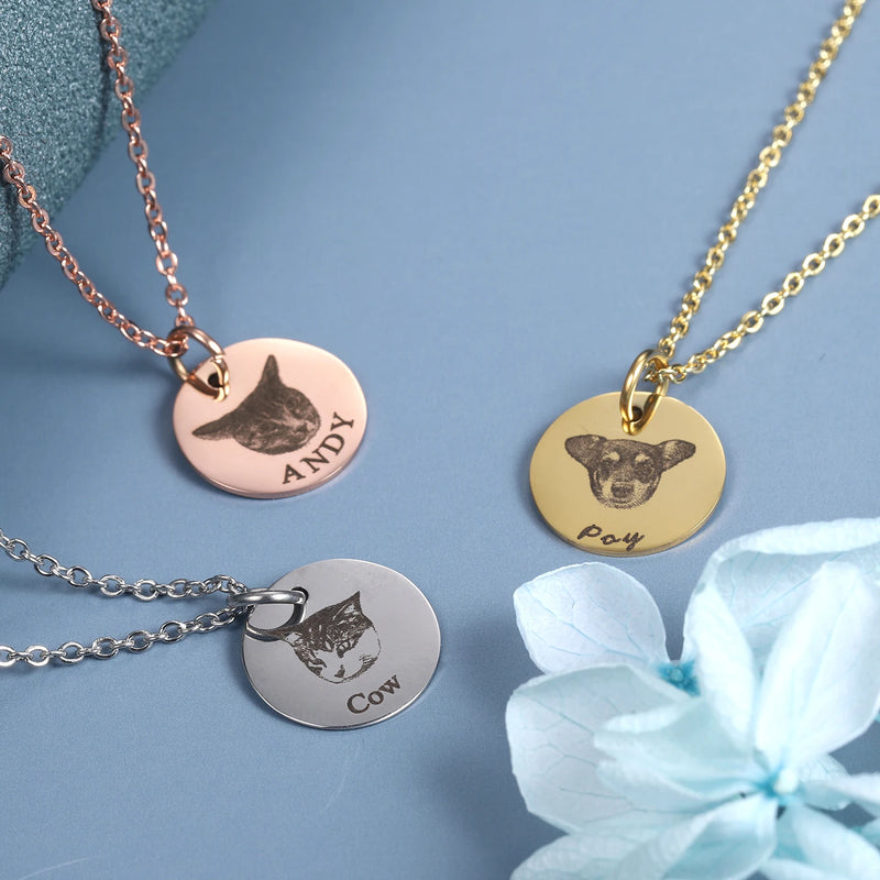 Colar Personalizável com Foto e Nome para Pet em Aço Inoxidável (GRAVAÇÃO DE NOME À LASER GRÁTIS HOJE)