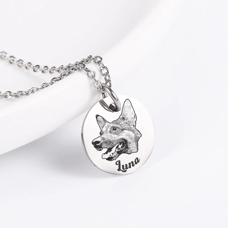 Colar Personalizável com Foto e Nome para Pet em Aço Inoxidável (GRAVAÇÃO DE NOME À LASER GRÁTIS HOJE)