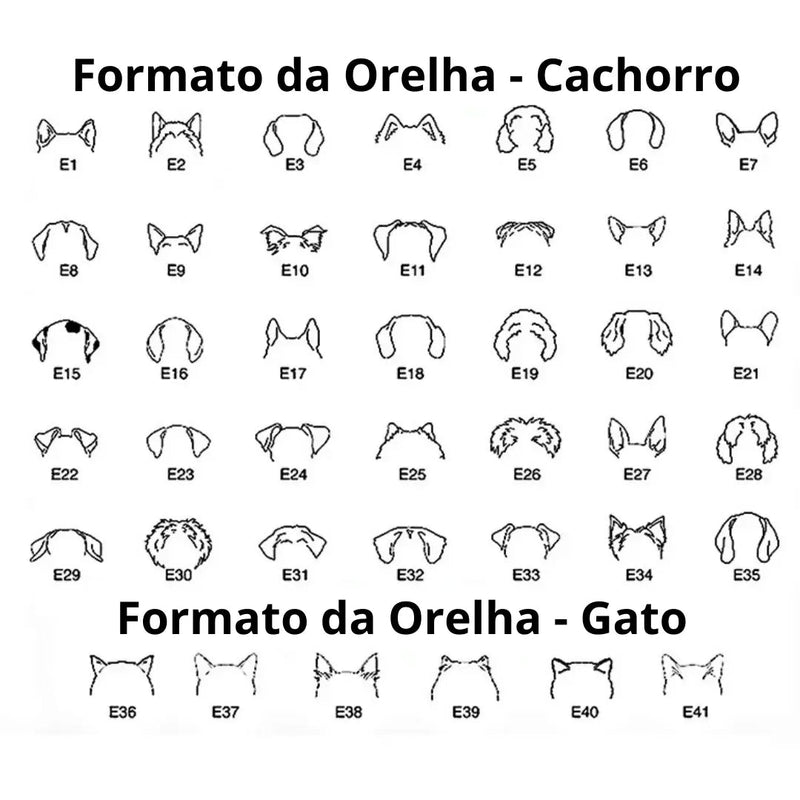 Colar Personalizável Orelha de Cachorro e Gato + Brinde Caixinha