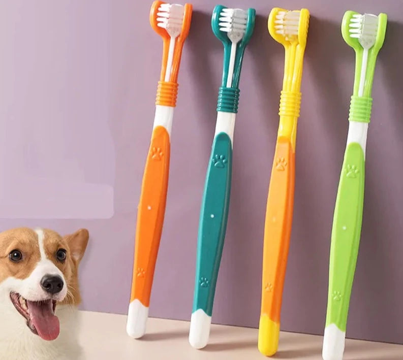 Escova de Dente para Pet Cabeça Tripla  - Compre 1 Leve 4