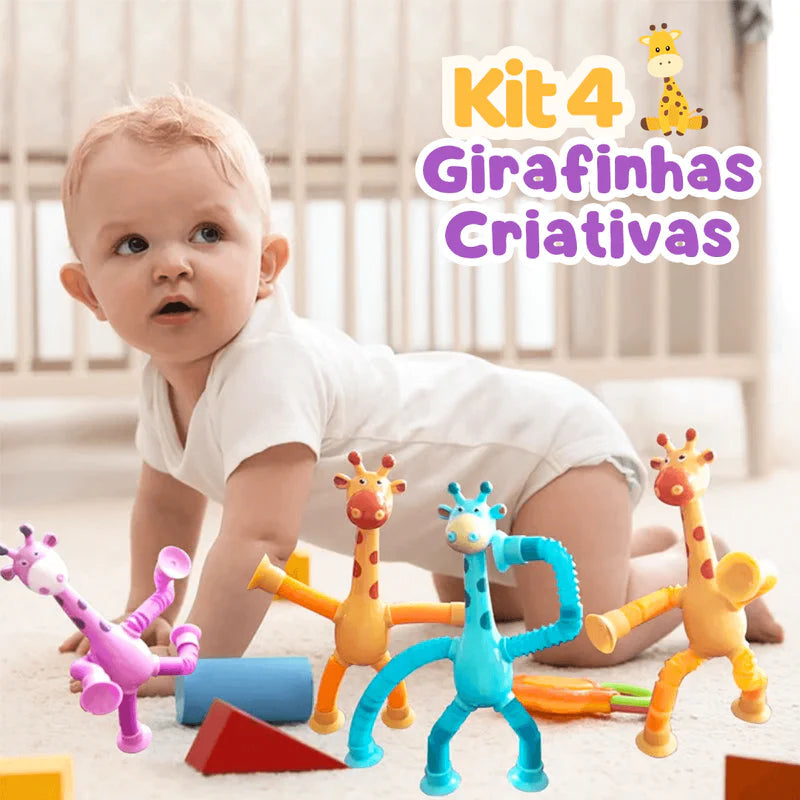 Girafinhas Criativas com Luz de LED - Kit 4 Unidades