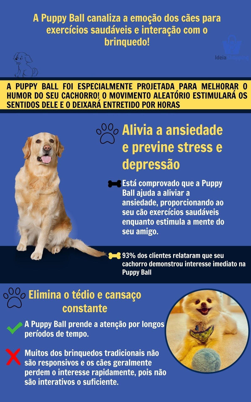 1 Puppy Ball™ Bolinha de Rolagem Automática + 4 Brindes (Capas de Pelúcia) - Ideia Shopping